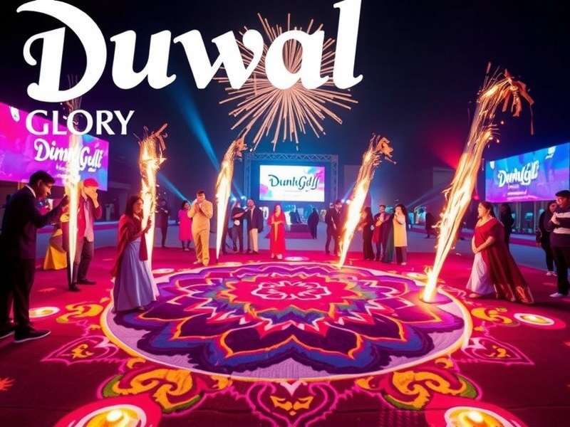 Dunk Glory India Diwali event with rangoli court and firecracker effects